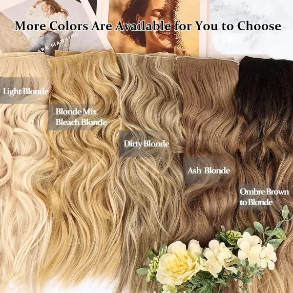 NAYOO Clip in Hair Extensions for Women 20 Inch Long Wavy Curly Dark Brown Hair Extension Full Head Synthetic Hair Extension Hairpieces