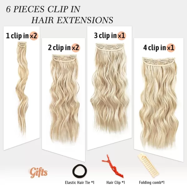 NAYOO Clip in Hair Extensions for Women 20 Inch Long Wavy Curly Dark Brown Hair Extension Full Head Synthetic Hair Extension Hairpieces