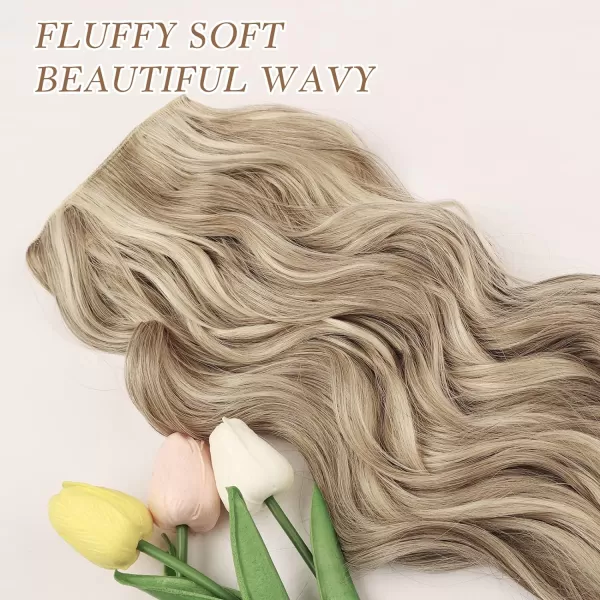 NAYOO Clip in Hair Extensions for Women 20 Inch Long Wavy Curly Dark Brown Hair Extension Full Head Synthetic Hair Extension Hairpieces
