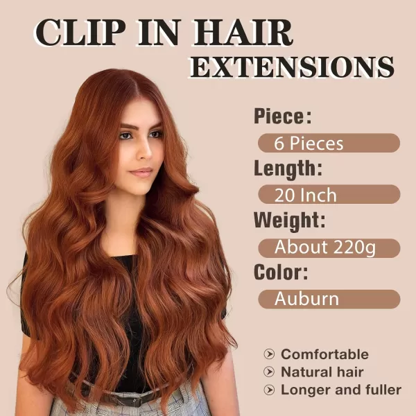 NAYOO Clip in Hair Extensions for Women 20 Inch Long Wavy Curly Dark Brown Hair Extension Full Head Synthetic Hair Extension Hairpieces