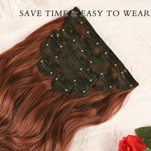 NAYOO Clip in Hair Extensions for Women 20 Inch Long Wavy Curly Dark Brown Hair Extension Full Head Synthetic Hair Extension Hairpieces