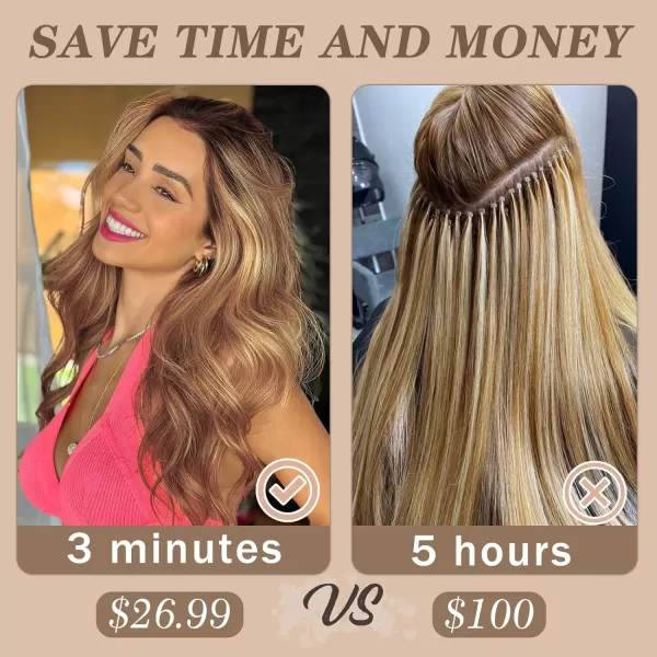 NAYOO Clip in Hair Extensions for Women 20 Inch Long Wavy Curly Dark Brown Hair Extension Full Head Synthetic Hair Extension Hairpieces