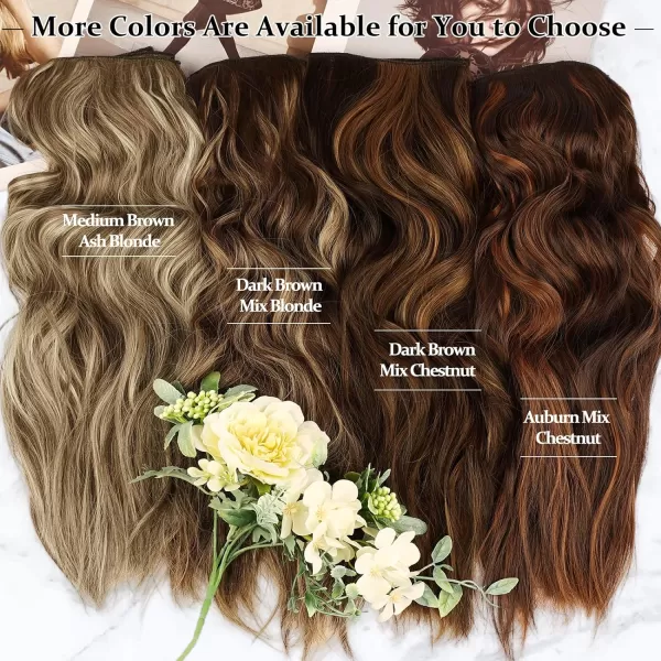 NAYOO Clip in Hair Extensions for Women 20 Inch Long Wavy Curly Dark Brown Hair Extension Full Head Synthetic Hair Extension Hairpieces