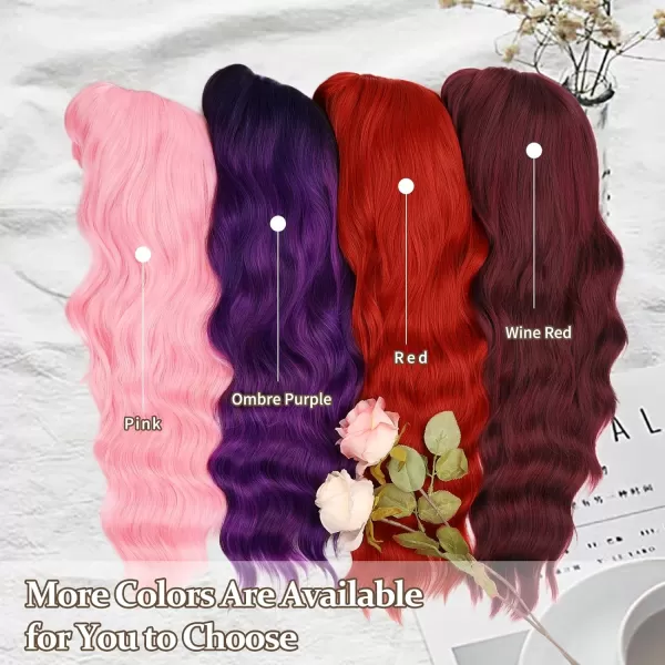 NAYOO Long Brown Wigs with Bangs for Women Curly Wavy Hair Wigs Heat Resistant Synthetic Fiber Wigs for Daily Party Use 26 Inches 