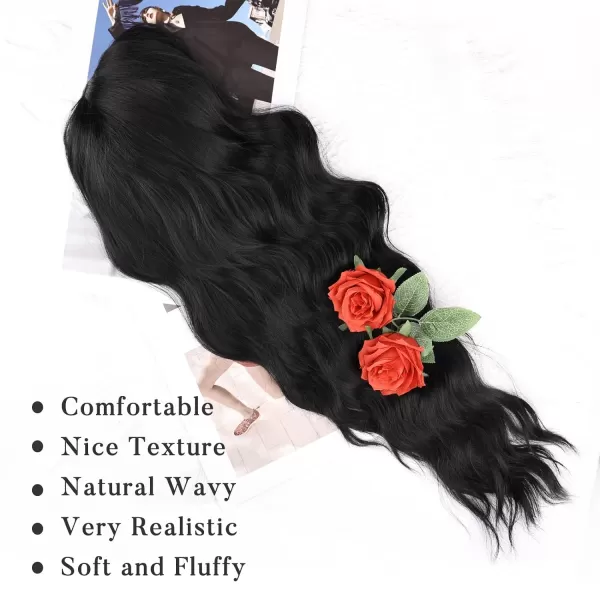 NAYOO Long Brown Wigs with Bangs for Women Curly Wavy Hair Wigs Heat Resistant Synthetic Fiber Wigs for Daily Party Use 26 Inches 