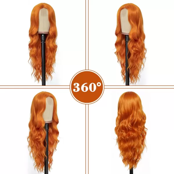 NAYOO Long Dark Brown Wavy Wig for Women 26 Inch Middle Part Curly Wavy Wig Natural Looking Synthetic Heat Resistant Fiber Wig for Daily Party Use 
