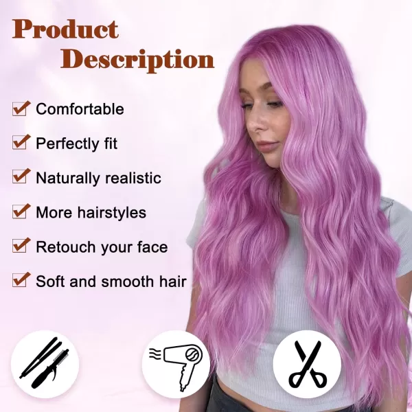 NAYOO Long Dark Brown Wavy Wig for Women 26 Inch Middle Part Curly Wavy Wig Natural Looking Synthetic Heat Resistant Fiber Wig for Daily Party Use 