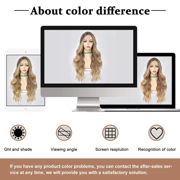NAYOO Long Dark Brown Wavy Wig for Women 26 Inch Middle Part Curly Wavy Wig Natural Looking Synthetic Heat Resistant Fiber Wig for Daily Party Use 