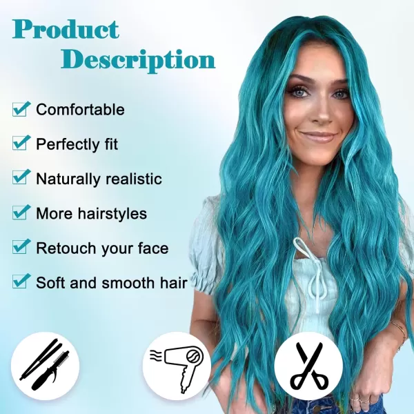 NAYOO Long Dark Brown Wavy Wig for Women 26 Inch Middle Part Curly Wavy Wig Natural Looking Synthetic Heat Resistant Fiber Wig for Daily Party Use 
