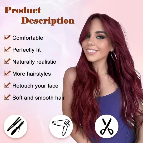 NAYOO Long Dark Brown Wavy Wig for Women 26 Inch Middle Part Curly Wavy Wig Natural Looking Synthetic Heat Resistant Fiber Wig for Daily Party Use 