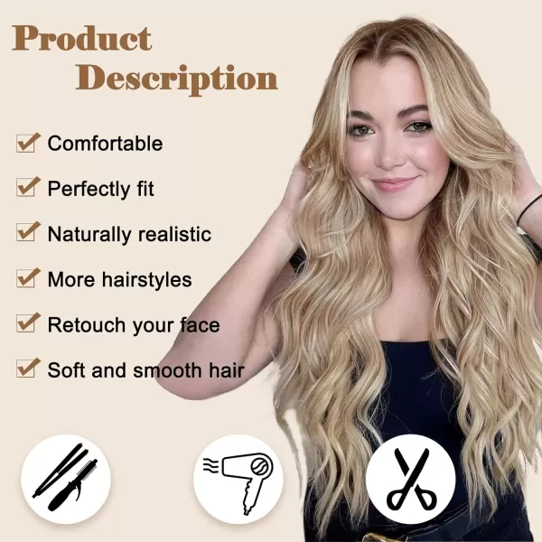 NAYOO Long Dark Brown Wavy Wig for Women 26 Inch Middle Part Curly Wavy Wig Natural Looking Synthetic Heat Resistant Fiber Wig for Daily Party Use 