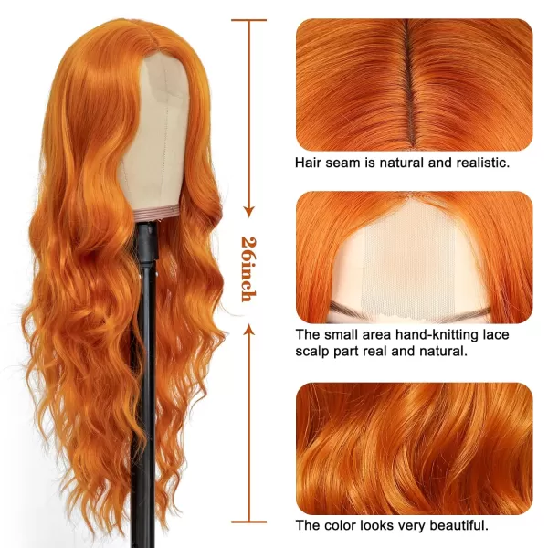 NAYOO Long Dark Brown Wavy Wig for Women 26 Inch Middle Part Curly Wavy Wig Natural Looking Synthetic Heat Resistant Fiber Wig for Daily Party Use 