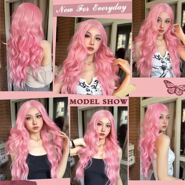NAYOO Long Dark Brown Wavy Wig for Women Synthetic Curly Middle Part Wig Natural Looking Heat Resistant Fibre for Daily Party Use 26 Inch 