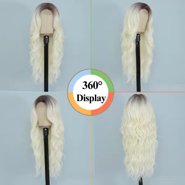 NAYOO Long Dark Brown Wavy Wig for Women Synthetic Curly Middle Part Wig Natural Looking Heat Resistant Fibre for Daily Party Use 26 Inch 