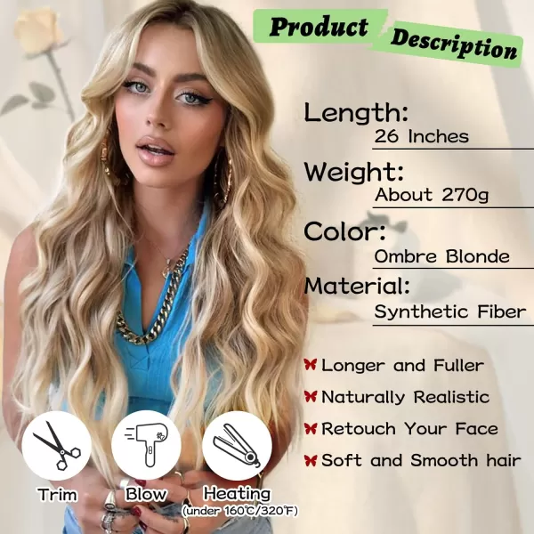NAYOO Long Dark Brown Wavy Wig for Women Synthetic Curly Middle Part Wig Natural Looking Heat Resistant Fibre for Daily Party Use 26 Inch 