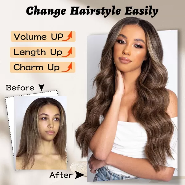 NAYOO Long Dark Brown Wavy Wig for Women Synthetic Curly Middle Part Wig Natural Looking Heat Resistant Fibre for Daily Party Use 26 Inch 