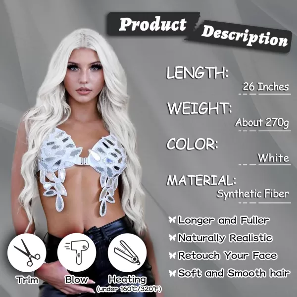 NAYOO Long Dark Brown Wavy Wig for Women Synthetic Curly Middle Part Wig Natural Looking Heat Resistant Fibre for Daily Party Use 26 Inch 