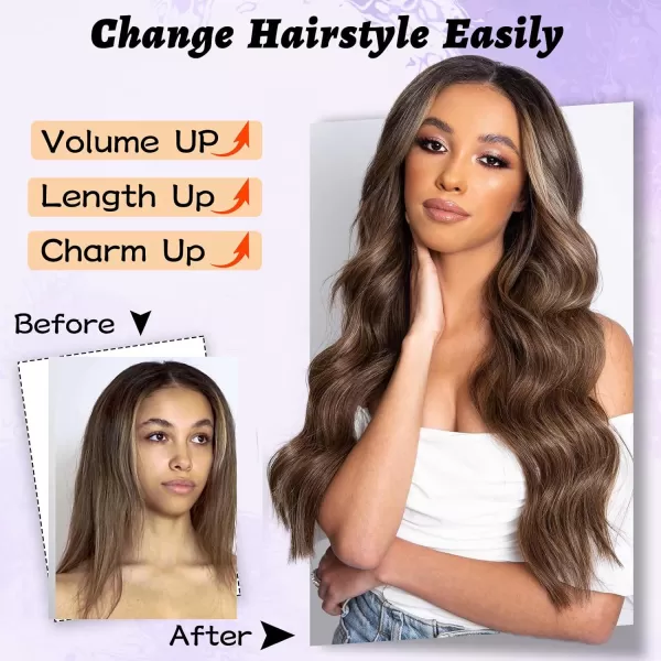 NAYOO Long Dark Brown Wavy Wig for Women Synthetic Curly Middle Part Wig Natural Looking Heat Resistant Fibre for Daily Party Use 26 Inch 