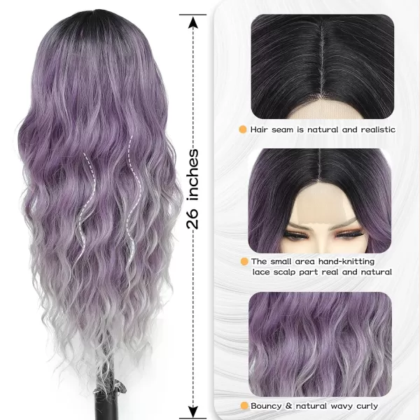 NAYOO Long Dark Brown Wavy Wig for Women Synthetic Curly Middle Part Wig Natural Looking Heat Resistant Fibre for Daily Party Use 26 Inch 