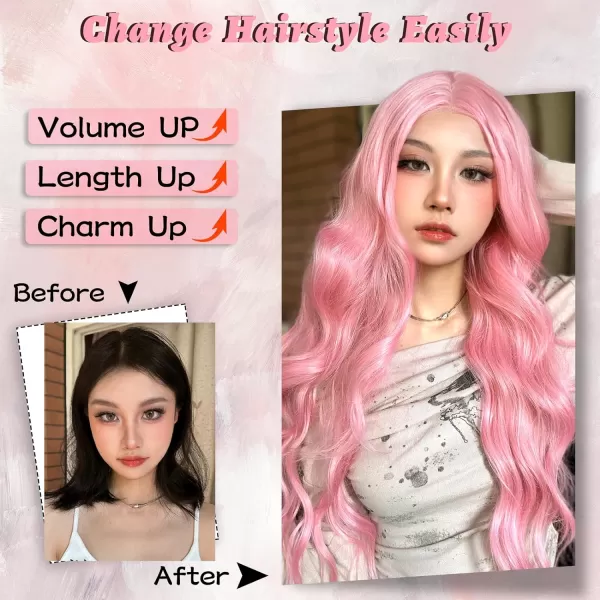 NAYOO Long Dark Brown Wavy Wig for Women Synthetic Curly Middle Part Wig Natural Looking Heat Resistant Fibre for Daily Party Use 26 Inch 