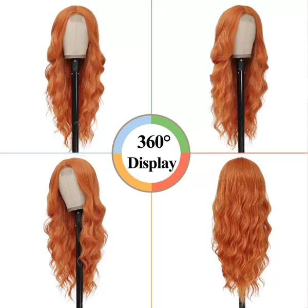 NAYOO Long Dark Brown Wavy Wig for Women Synthetic Curly Middle Part Wig Natural Looking Heat Resistant Fibre for Daily Party Use 26 Inch 