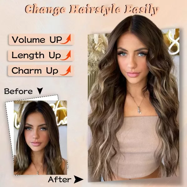 NAYOO Long Dark Brown Wavy Wig for Women Synthetic Curly Middle Part Wig Natural Looking Heat Resistant Fibre for Daily Party Use 26 Inch 