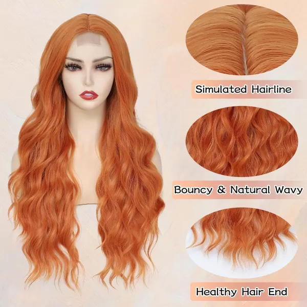 NAYOO Long Dark Brown Wavy Wig for Women Synthetic Curly Middle Part Wig Natural Looking Heat Resistant Fibre for Daily Party Use 26 Inch 