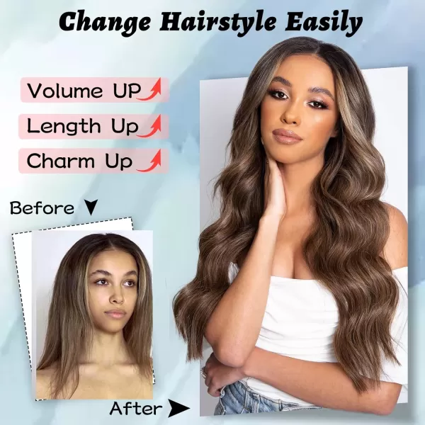 NAYOO Long Dark Brown Wavy Wig for Women Synthetic Curly Middle Part Wig Natural Looking Heat Resistant Fibre for Daily Party Use 26 Inch 