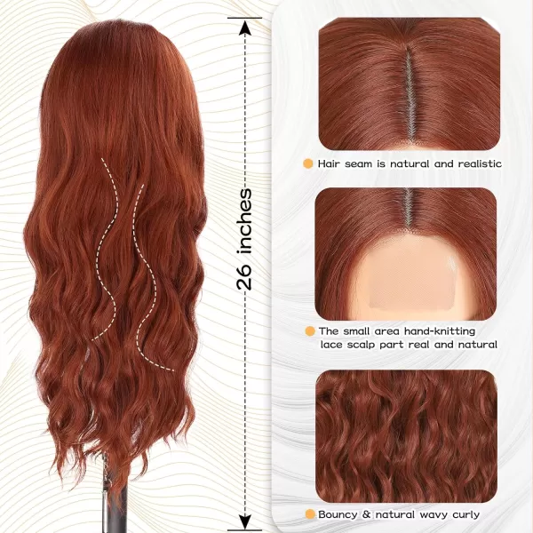 NAYOO Long Dark Brown Wavy Wig for Women Synthetic Curly Middle Part Wig Natural Looking Heat Resistant Fibre for Daily Party Use 26 Inch 