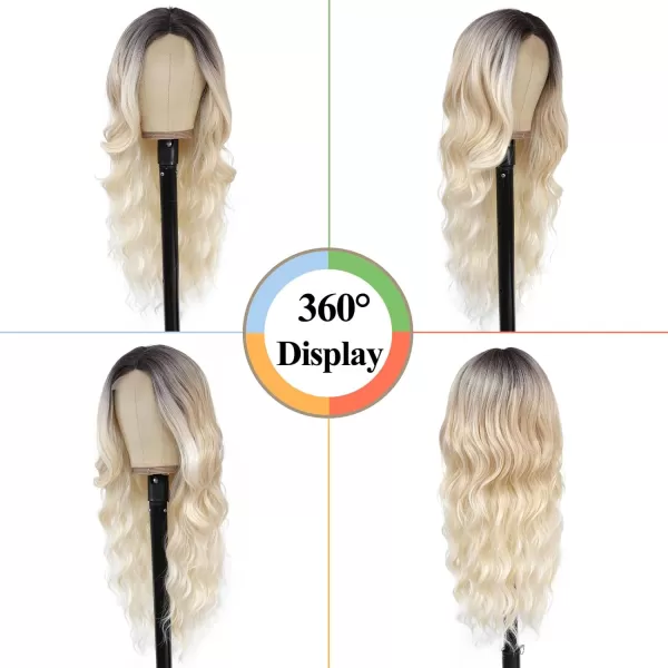NAYOO Long Dark Brown Wavy Wig for Women Synthetic Curly Middle Part Wig Natural Looking Heat Resistant Fibre for Daily Party Use 26 Inch 