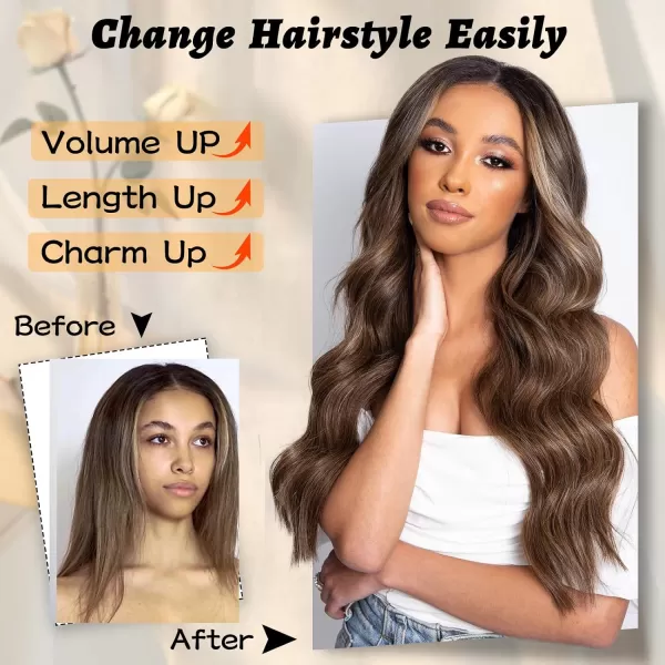 NAYOO Long Dark Brown Wavy Wig for Women Synthetic Curly Middle Part Wig Natural Looking Heat Resistant Fibre for Daily Party Use 26 Inch 