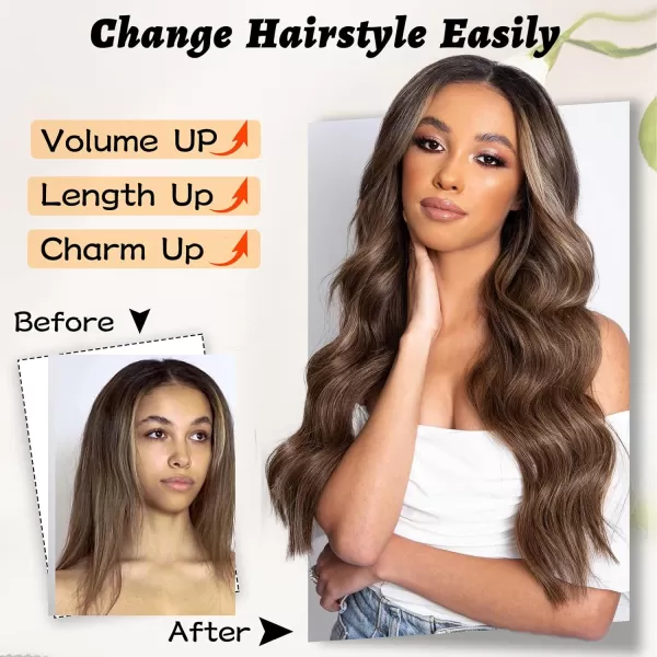 NAYOO Long Dark Brown Wavy Wig for Women Synthetic Curly Middle Part Wig Natural Looking Heat Resistant Fibre for Daily Party Use 26 Inch 