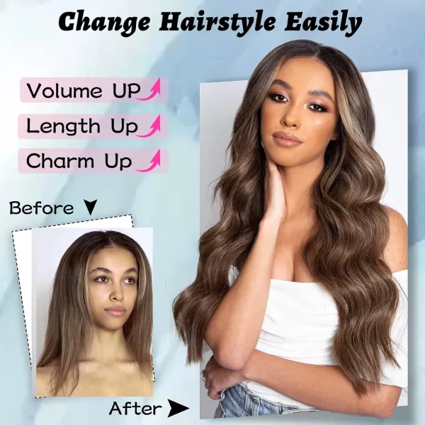 NAYOO Long Dark Brown Wavy Wig for Women Synthetic Curly Middle Part Wig Natural Looking Heat Resistant Fibre for Daily Party Use 26 Inch 
