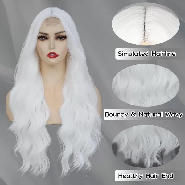 NAYOO Long Dark Brown Wavy Wig for Women Synthetic Curly Middle Part Wig Natural Looking Heat Resistant Fibre for Daily Party Use 26 Inch 