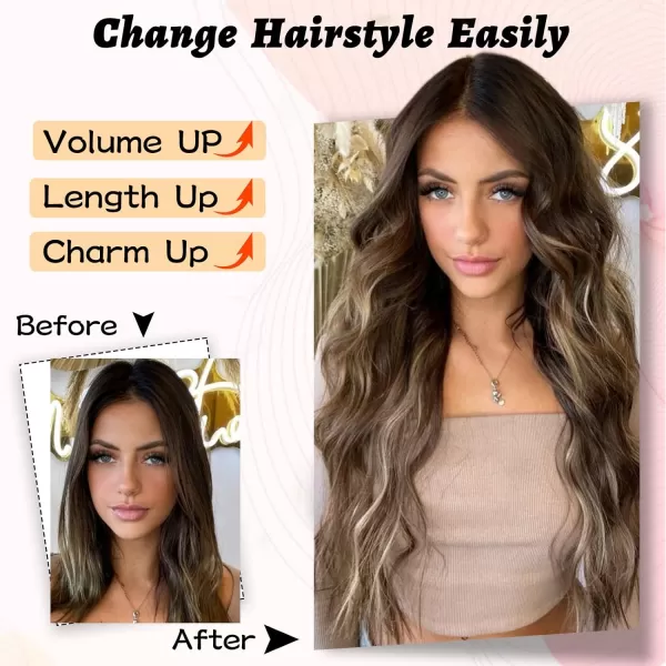 NAYOO Long Dark Brown Wavy Wig for Women Synthetic Curly Middle Part Wig Natural Looking Heat Resistant Fibre for Daily Party Use 26 Inch 