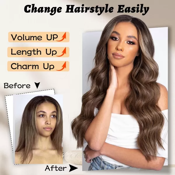 NAYOO Long Dark Brown Wavy Wig for Women Synthetic Curly Middle Part Wig Natural Looking Heat Resistant Fibre for Daily Party Use 26 Inch 