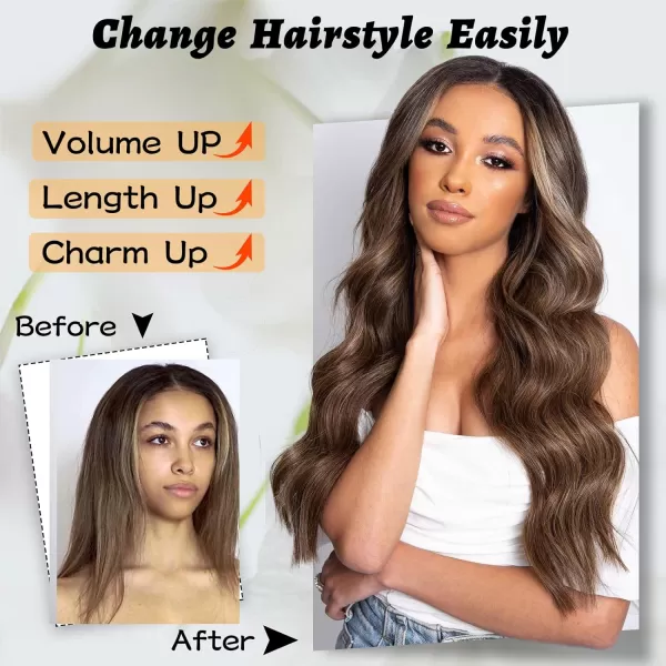 NAYOO Long Dark Brown Wavy Wig for Women Synthetic Curly Middle Part Wig Natural Looking Heat Resistant Fibre for Daily Party Use 26 Inch 