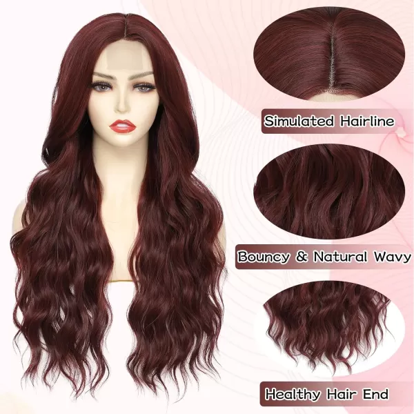 NAYOO Long Dark Brown Wavy Wig for Women Synthetic Curly Middle Part Wig Natural Looking Heat Resistant Fibre for Daily Party Use 26 Inch 