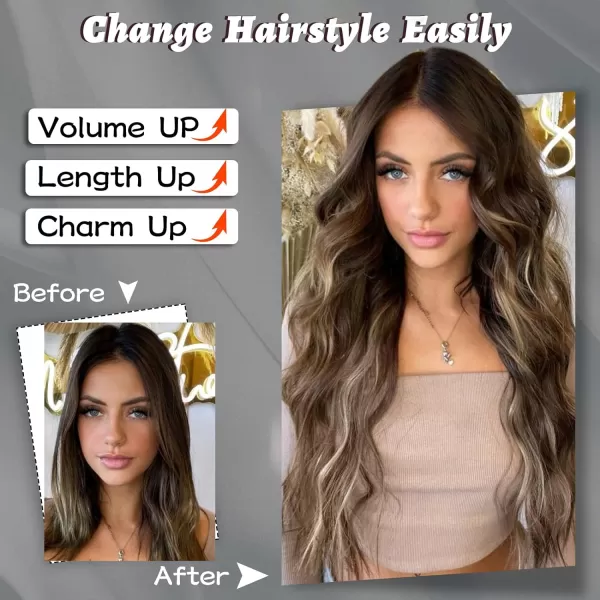 NAYOO Long Dark Brown Wavy Wig for Women Synthetic Curly Middle Part Wig Natural Looking Heat Resistant Fibre for Daily Party Use 26 Inch 