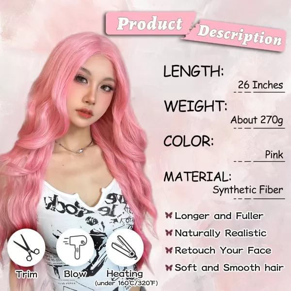 NAYOO Long Dark Brown Wavy Wig for Women Synthetic Curly Middle Part Wig Natural Looking Heat Resistant Fibre for Daily Party Use 26 Inch 