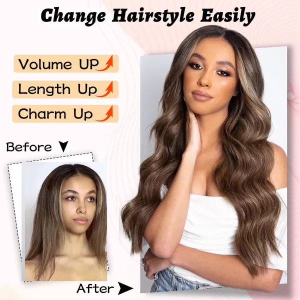 NAYOO Long Dark Brown Wavy Wig for Women Synthetic Curly Middle Part Wig Natural Looking Heat Resistant Fibre for Daily Party Use 26 Inch 