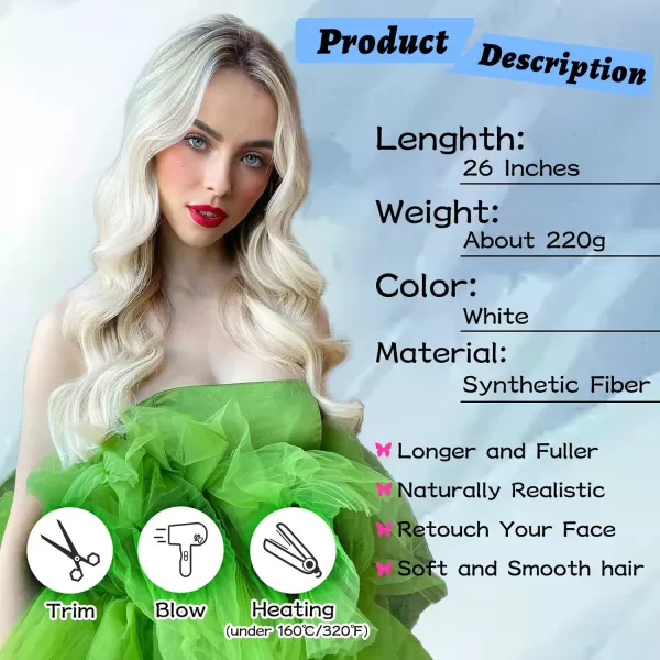 NAYOO Long Dark Brown Wavy Wig for Women Synthetic Curly Middle Part Wig Natural Looking Heat Resistant Fibre for Daily Party Use 26 Inch 