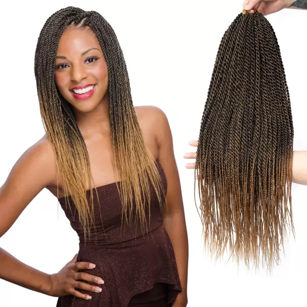 NAYOO Senegalese Twist Crochet Hair - 8 Packs 18 Inch Crochet Hair For Black Women, 35 Strands/Pack Small Twist Crochet Hair Hot Water Setting, Crochet Braids Hair with Natural End