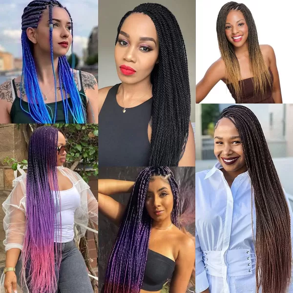 NAYOO Senegalese Twist Crochet Hair - 8 Packs 18 Inch Crochet Hair For Black Women, 35 Strands/Pack Small Twist Crochet Hair Hot Water Setting, Crochet Braids Hair with Natural End