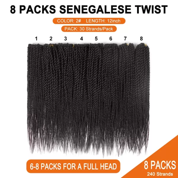 NAYOO Senegalese Twist Crochet Hair - 8 Packs 18 Inch Crochet Hair For Black Women, 35 Strands/Pack Small Twist Crochet Hair Hot Water Setting, Crochet Braids Hair with Natural End