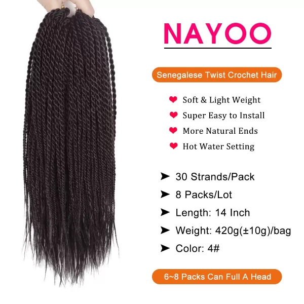 NAYOO Senegalese Twist Crochet Hair - 8 Packs 18 Inch Crochet Hair For Black Women, 35 Strands/Pack Small Twist Crochet Hair Hot Water Setting, Crochet Braids Hair with Natural End
