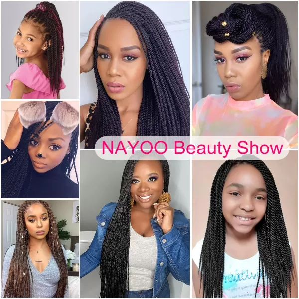 NAYOO Senegalese Twist Crochet Hair - 8 Packs 18 Inch Crochet Hair For Black Women, 35 Strands/Pack Small Twist Crochet Hair Hot Water Setting, Crochet Braids Hair with Natural End