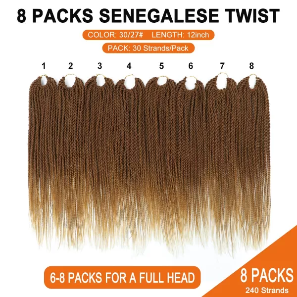 NAYOO Senegalese Twist Crochet Hair - 8 Packs 18 Inch Crochet Hair For Black Women, 35 Strands/Pack Small Twist Crochet Hair Hot Water Setting, Crochet Braids Hair with Natural End