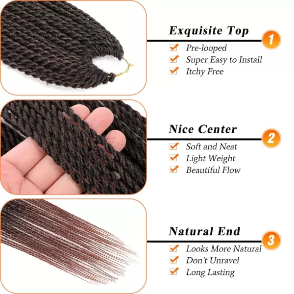 NAYOO Senegalese Twist Crochet Hair - 8 Packs 18 Inch Crochet Hair For Black Women, 35 Strands/Pack Small Twist Crochet Hair Hot Water Setting, Crochet Braids Hair with Natural End