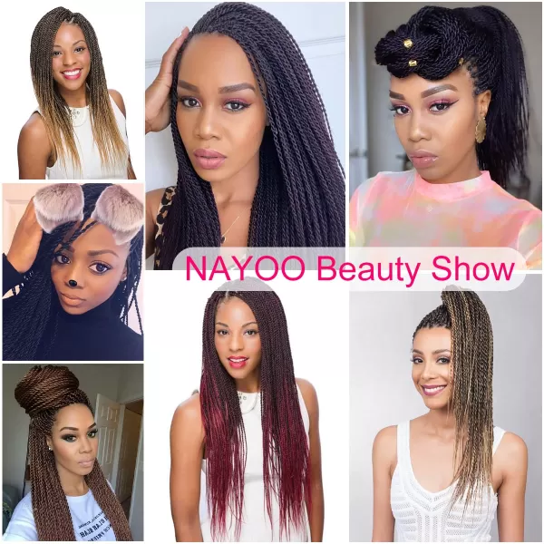 NAYOO Senegalese Twist Crochet Hair - 8 Packs 18 Inch Crochet Hair For Black Women, 35 Strands/Pack Small Twist Crochet Hair Hot Water Setting, Crochet Braids Hair with Natural End
